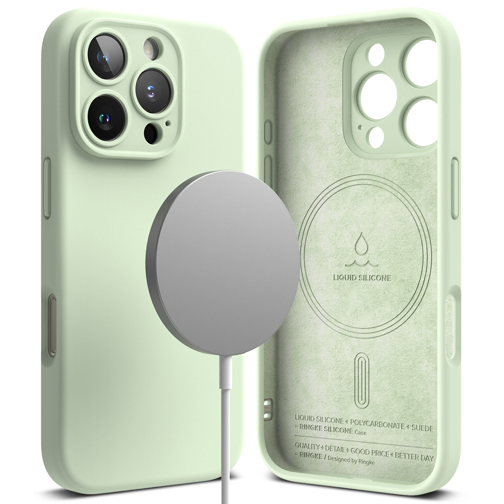 Калъф за iPhone 16 Pro - Ringke Silicone Magnetic MagSafe - Soft Mint