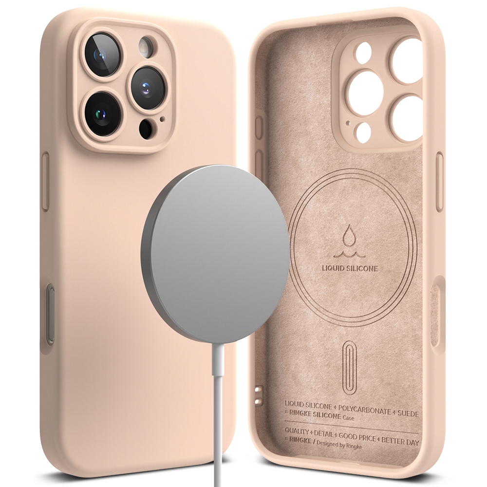 Калъф за iPhone 16 Pro - Ringke Silicone Magnetic MagSafe - Розов Sand