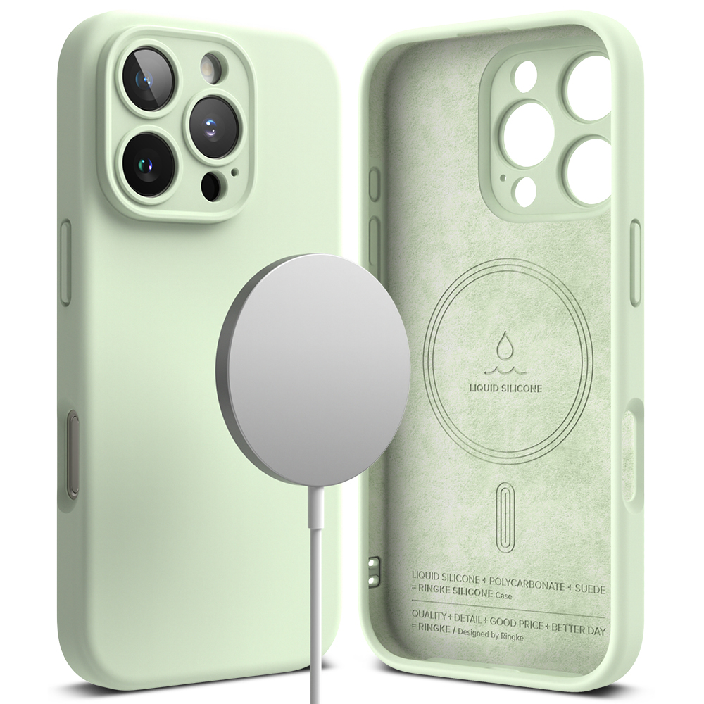 Калъф за iPhone 16 Pro Max - Ringke Silicone Magnetic MagSafe - Soft Mint