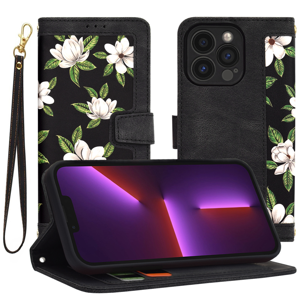 Калъф за iPhone 13 Pro - Techsuit FlipCraft - Flowers of the Dawn