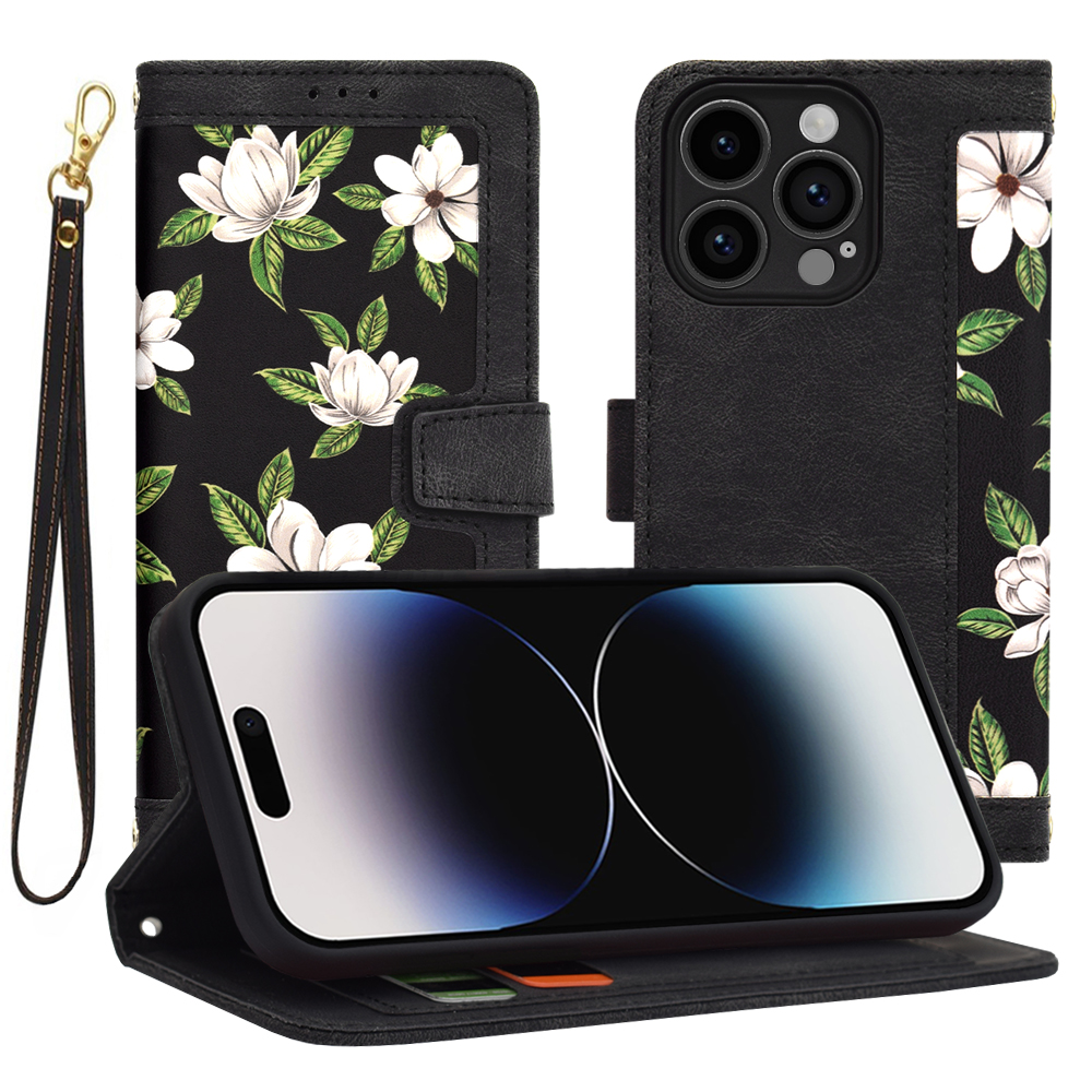 Калъф за iPhone 14 Pro - Techsuit FlipCraft - Flowers of the Dawn