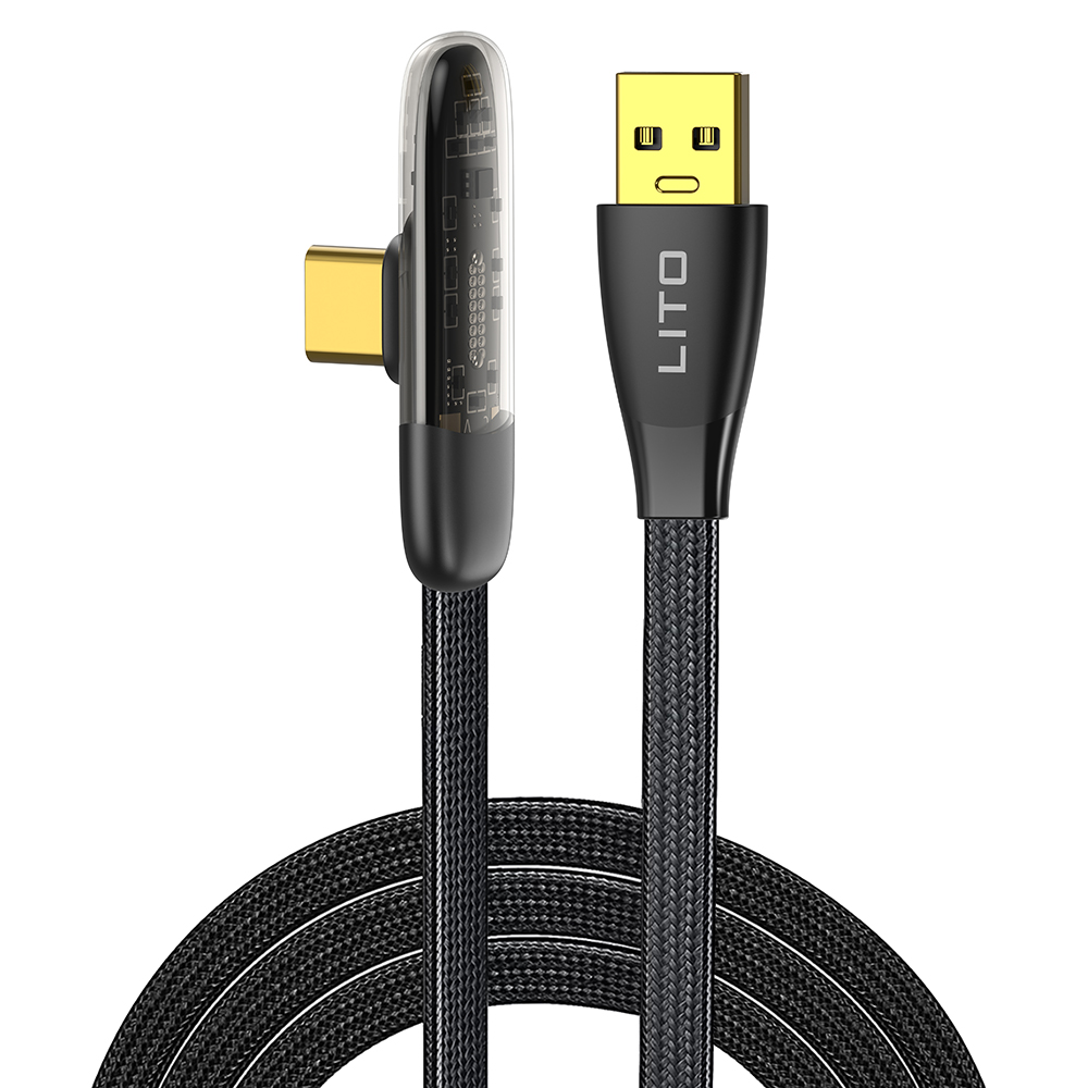 Кабел за данни с USB конектори, Type-C, 2.4A, 1m - Lito (LD11C) - Черен