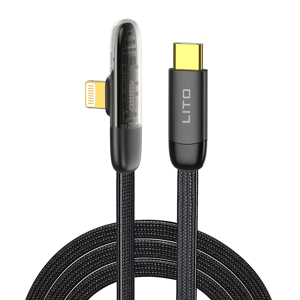 Кабел за данни с щепсел Type-C, Lightning, 30W, 1m - Lito (LD11CL) - Черен