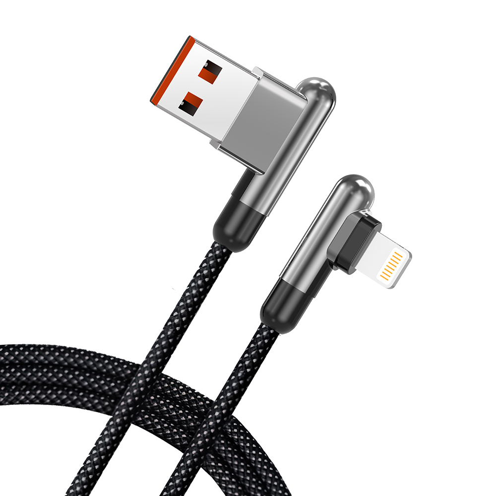 Кабел за данни с USB конектори, Lightning 2.4A, 1m - Lito (LD13L) - Черен