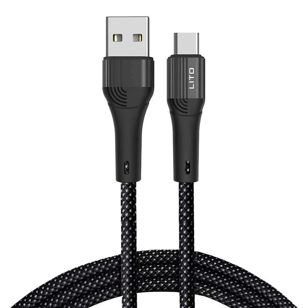 Кабел за данни с USB конектори, Type-C 60W, 1m - Lito (LD14) - Черен