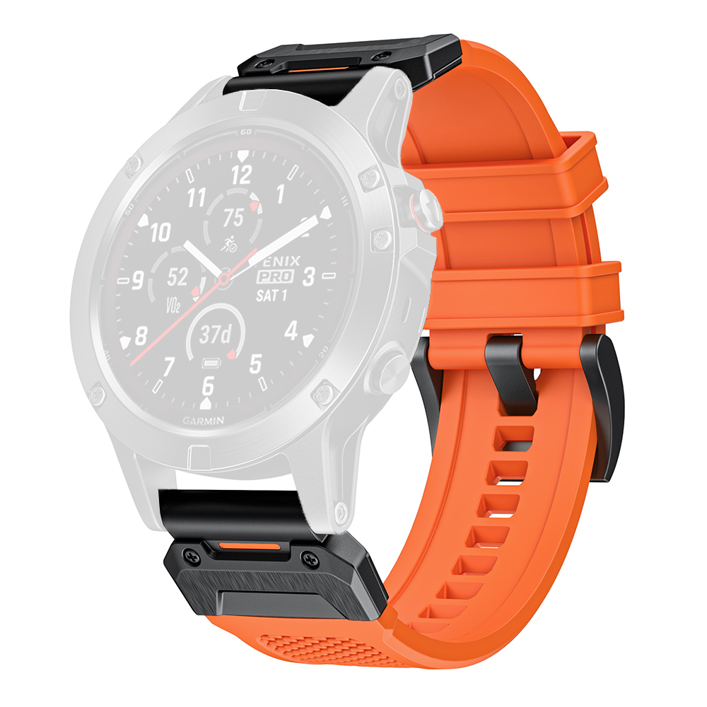 Каишка за часовник за Garmin Fenix 5/5 Plus 6/6 Pro/7/Forerunner 945/970/Approach S60 - Techsuit Каишка за часовник QuickFit 22 мм (W068) - оранжево/черно