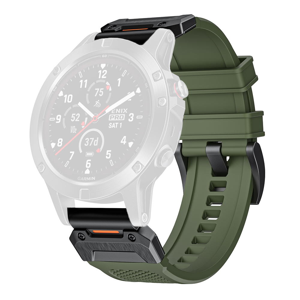 Каишка за часовник за Garmin Fenix 5/5 Plus 6/6 Pro/7/Forerunner 945/970/Approach S60 - Techsuit Каишка за часовник QuickFit 22 мм (W068) - зелен/черен
