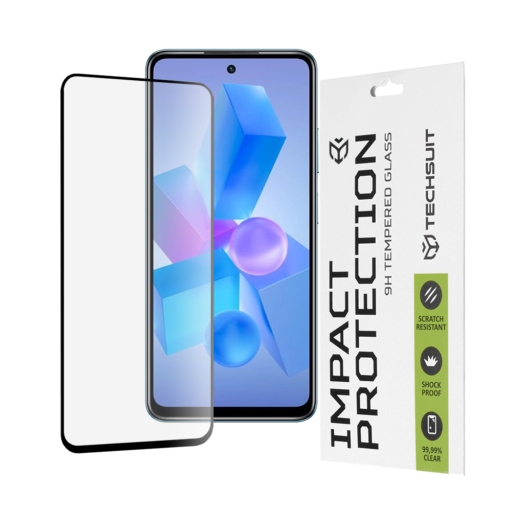 Фолио за IInfinix Hot 40 / 40 Pro / Tecno Spark 20 Pro / Pova 5 Pro - Techsuit 111D Full Cover / Full Glue Glass - черно