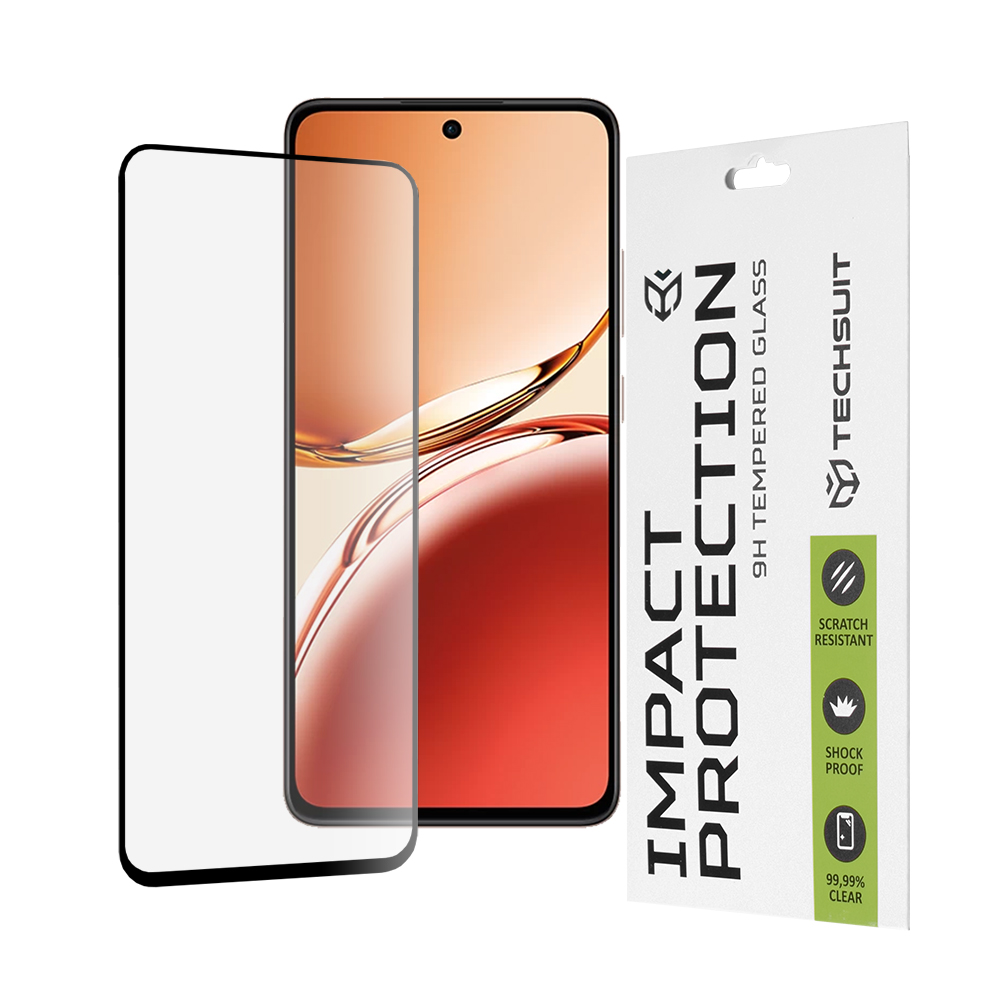 Калъф за Oppo Reno12 F 4G / Reno12 F 5G / Reno12 FS 4G / Reno12 FS 5G - Techsuit 111D Full Cover / Full Glue Glass - Черен