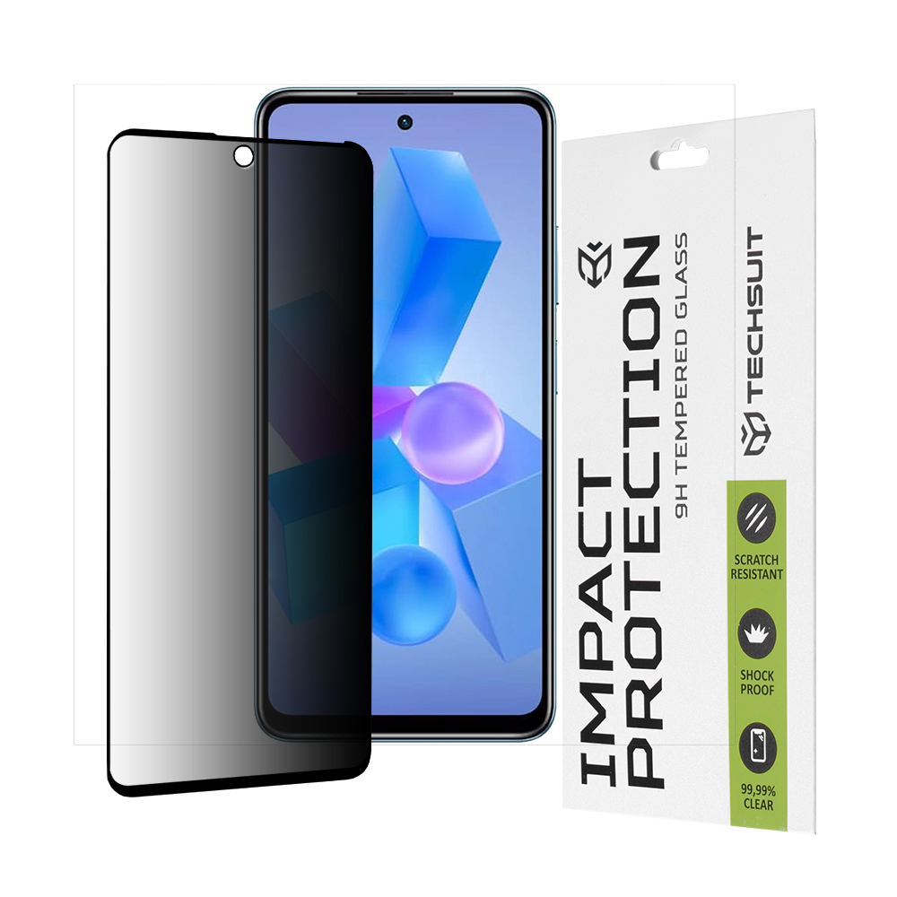 Фолио за Infinix Hot 40 / 40 Pro / Tecno Spark 20 Pro / Pova 5 Pro - Techsuit 111D Privacy Full Glue - черно