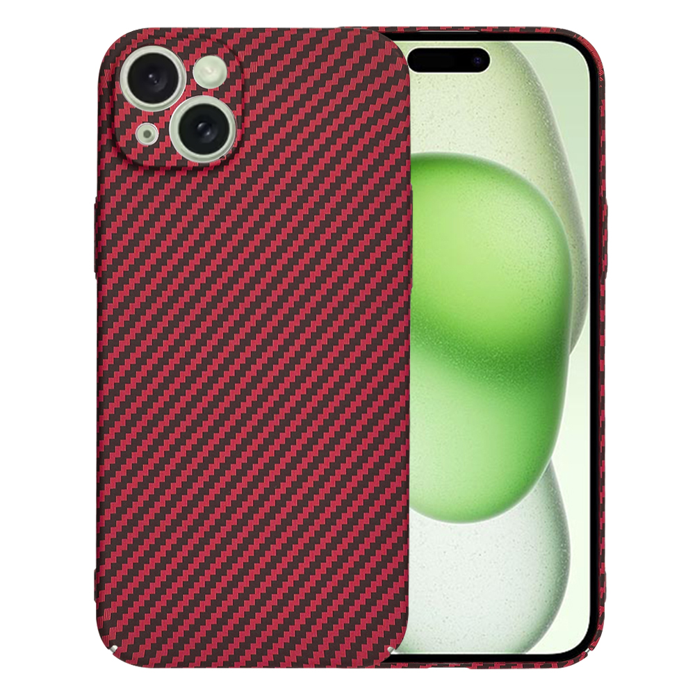 Калъф за iPhone 15 Plus - Techsuit Carbonite FiberShell - Червен