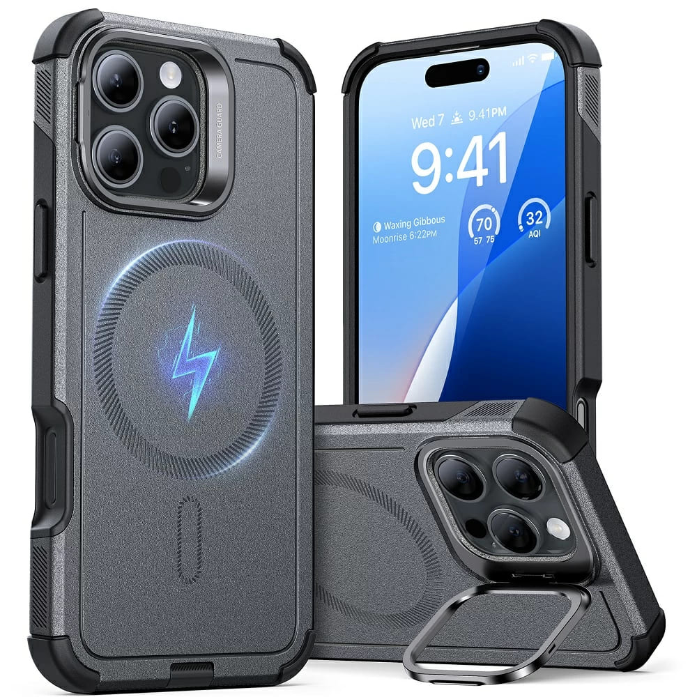 Калъф за iPhone 16 Pro Max - ESR Cyber Armor Kickstand - Сив