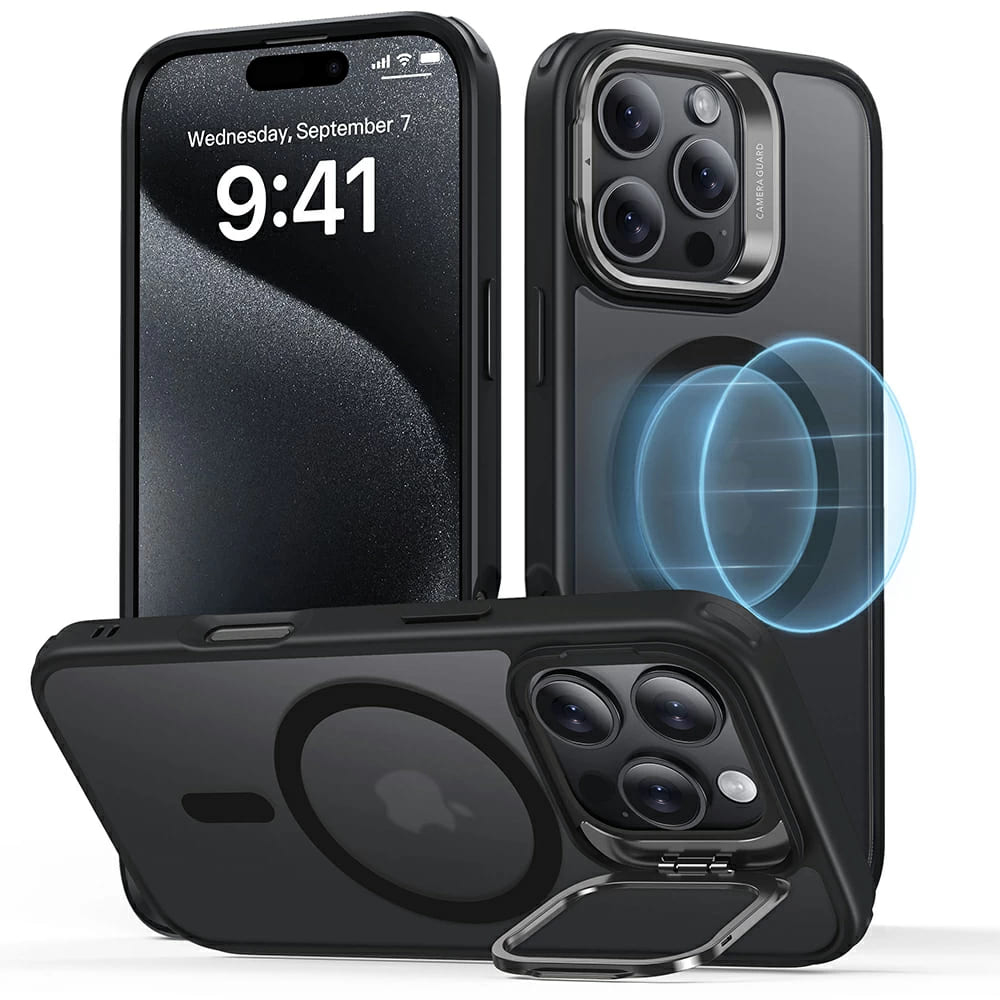 Калъф за iPhone 16 Pro Max - ESR Classic Hybrid HaloLock Kickstand - Frosted Черен