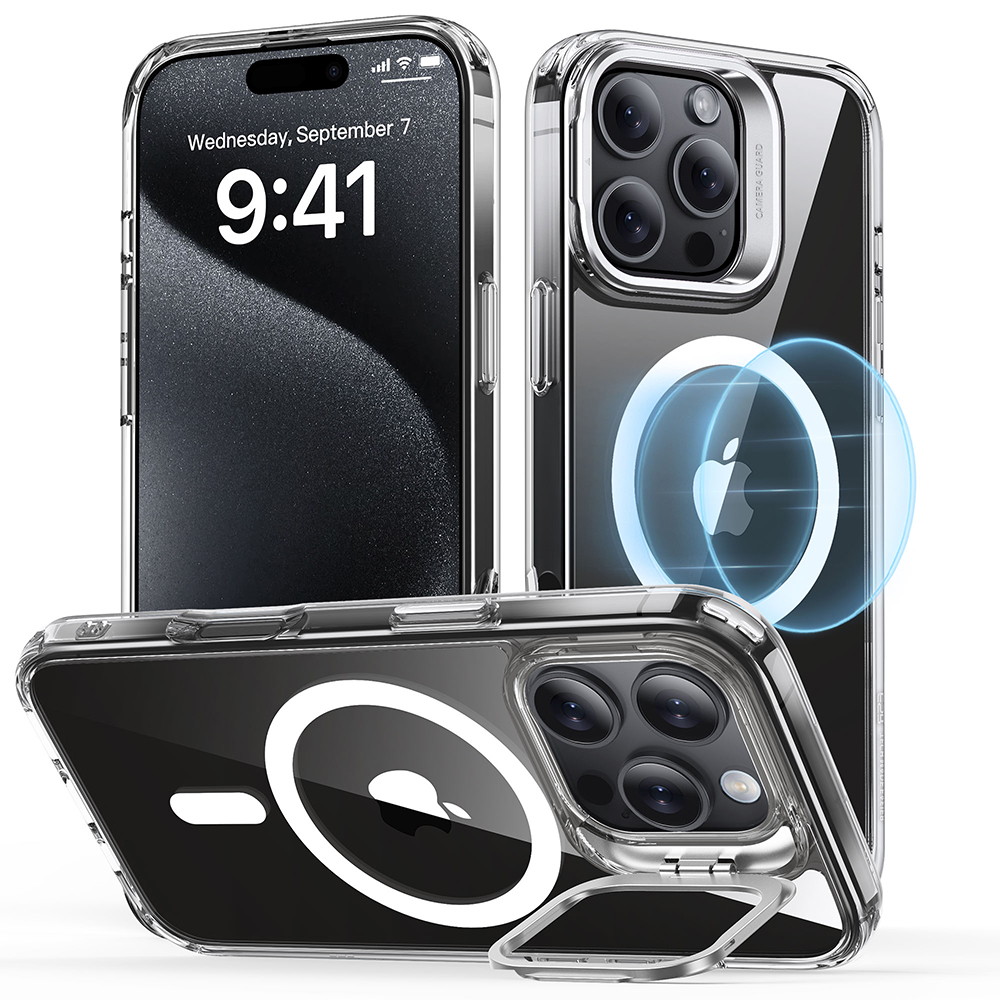 Калъф за iPhone 16 Pro - ESR Classic Hybrid HaloLock Kickstand - Прозрачен