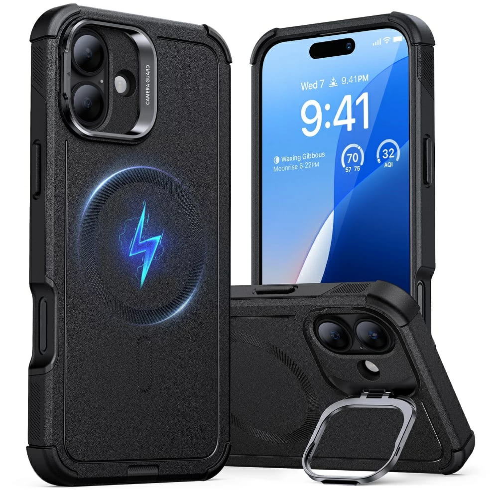 Калъф за iPhone 16 - ESR Cyber Armor Kickstand - Черен
