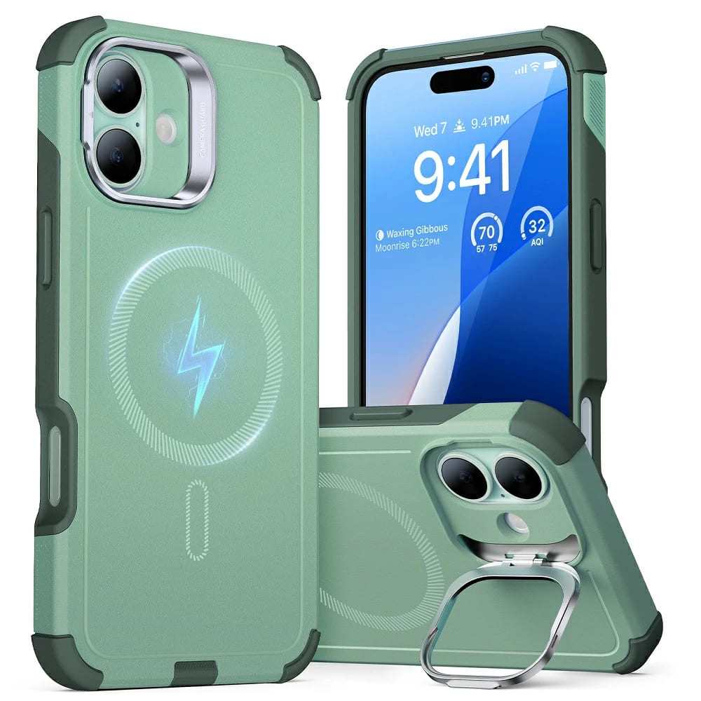 Калъф за iPhone 16 - ESR Cyber Armor Kickstand - Зелен