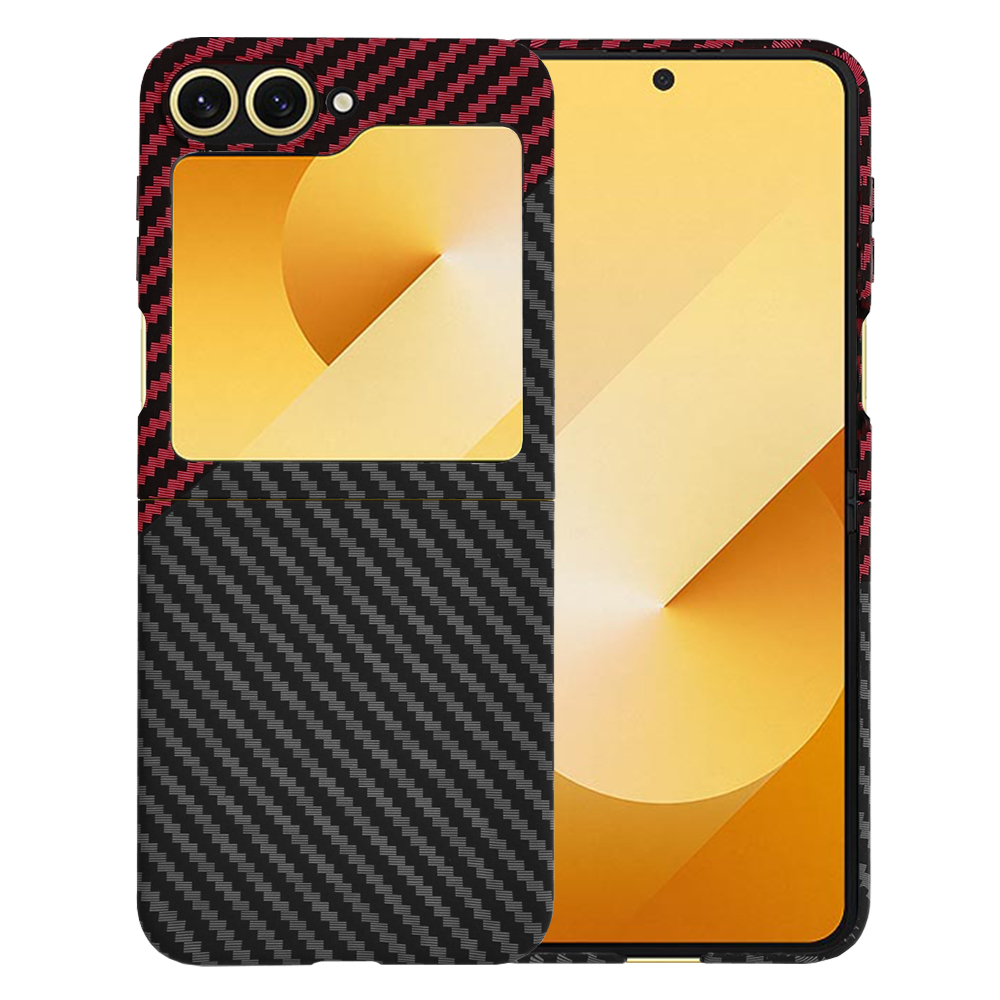 Калъф за Samsung Galaxy Z Flip6 / Flip7 FE - Techsuit Carbonite FiberShell - Червен Vortex