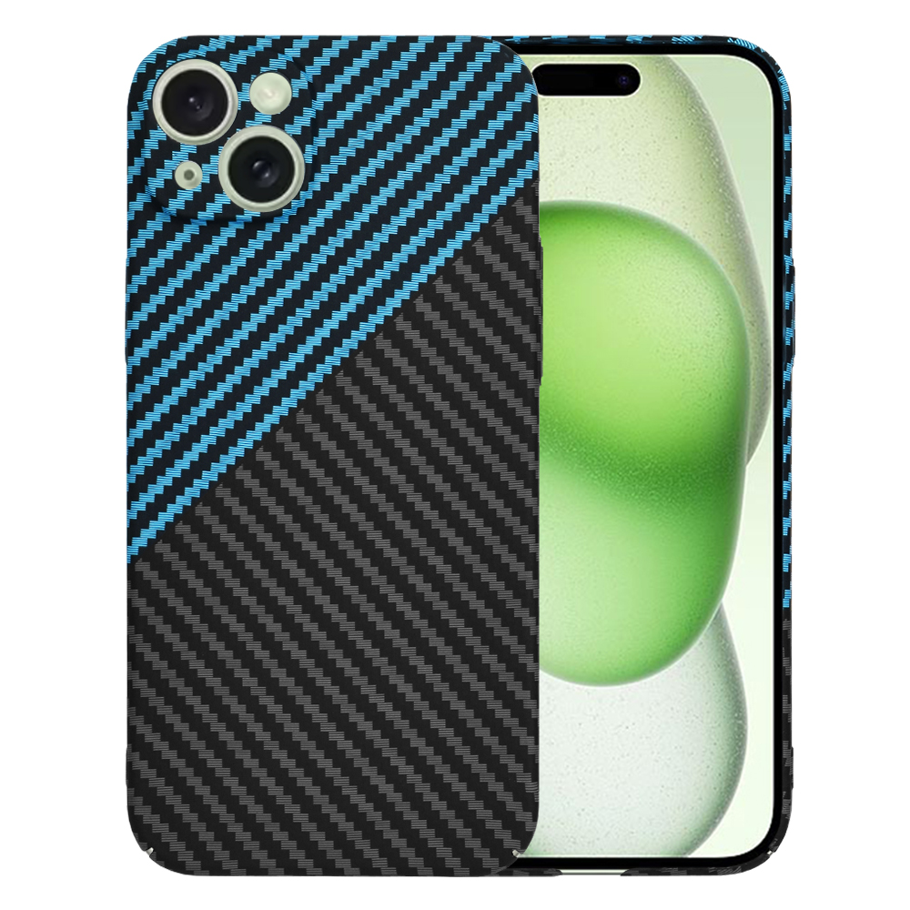 Калъф за iPhone 15 Plus - Techsuit Carbonite FiberShell - Син Pulse