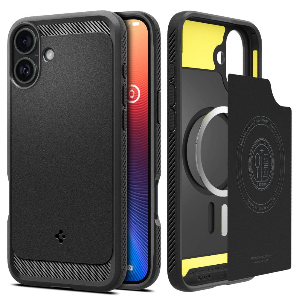 Калъф за iPhone 16 Plus - Spigen Rugged Armor MagSafe (ACS08087) - черен мат