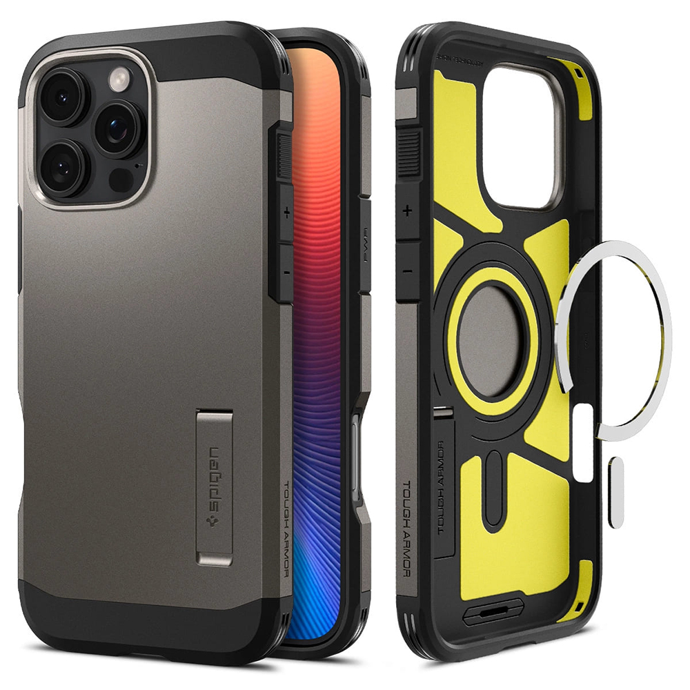 Калъф за iPhone 16 Pro - Spigen Tough Armor MagSafe (ACS08145) - Gunmetal