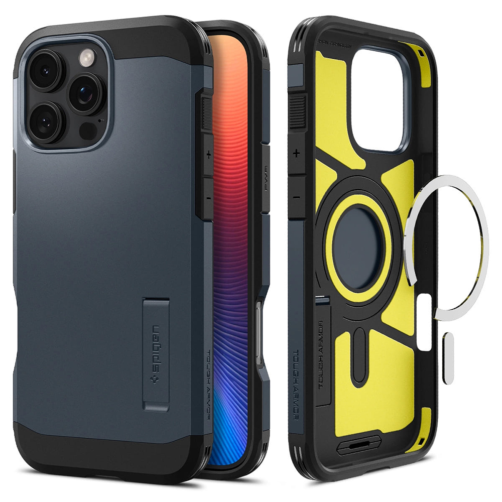 Калъф за iPhone 16 Pro - Spigen Tough Armor MagSafe (ACS08147) - Metal Slate