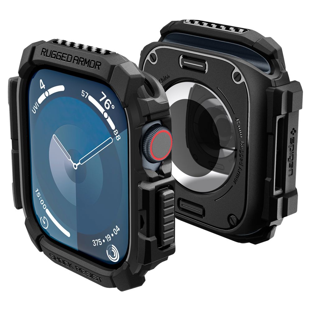 Калъф за Apple Watch 10 42mm / Watch 11 42mm - Spigen Rugged Armor (ACS08585) - Черен
