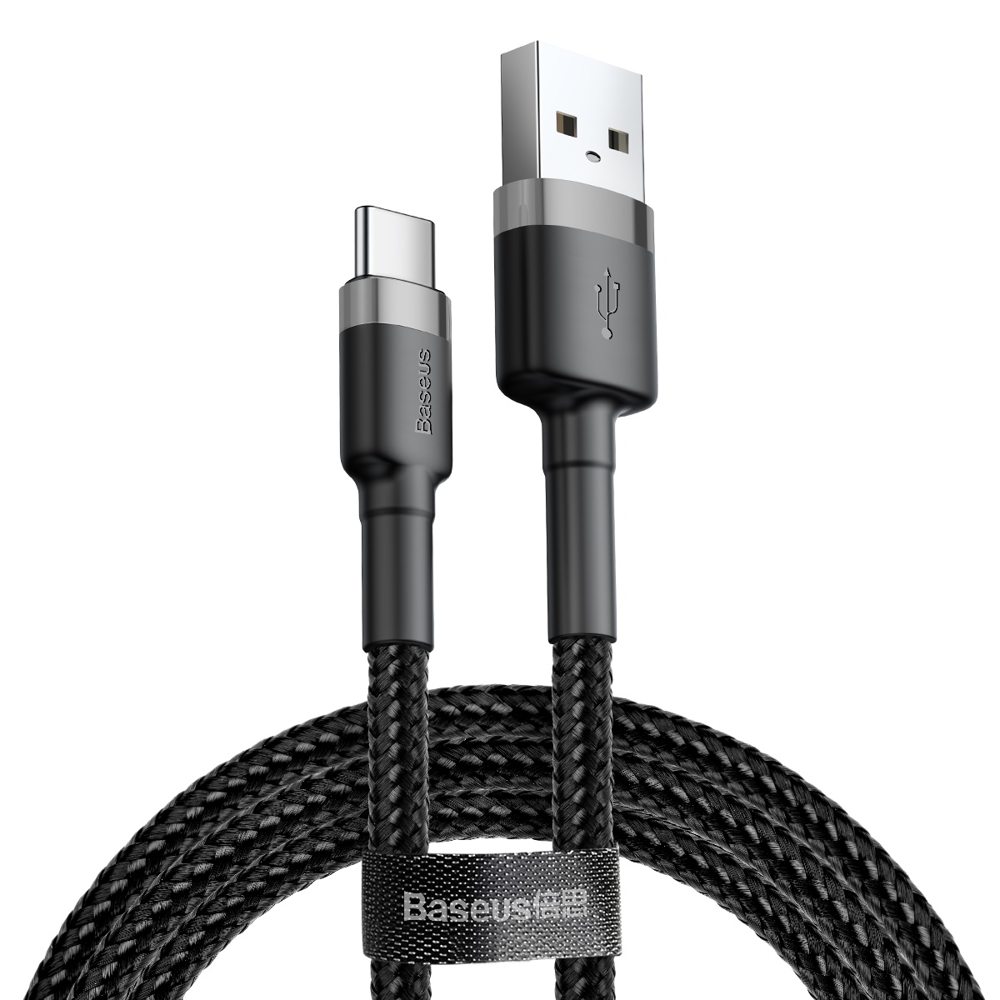 USB Type-C Data Cable Type-C, 2A, 2m - Baseus Cafule (CATKLF-CG1) - Сиво Черен