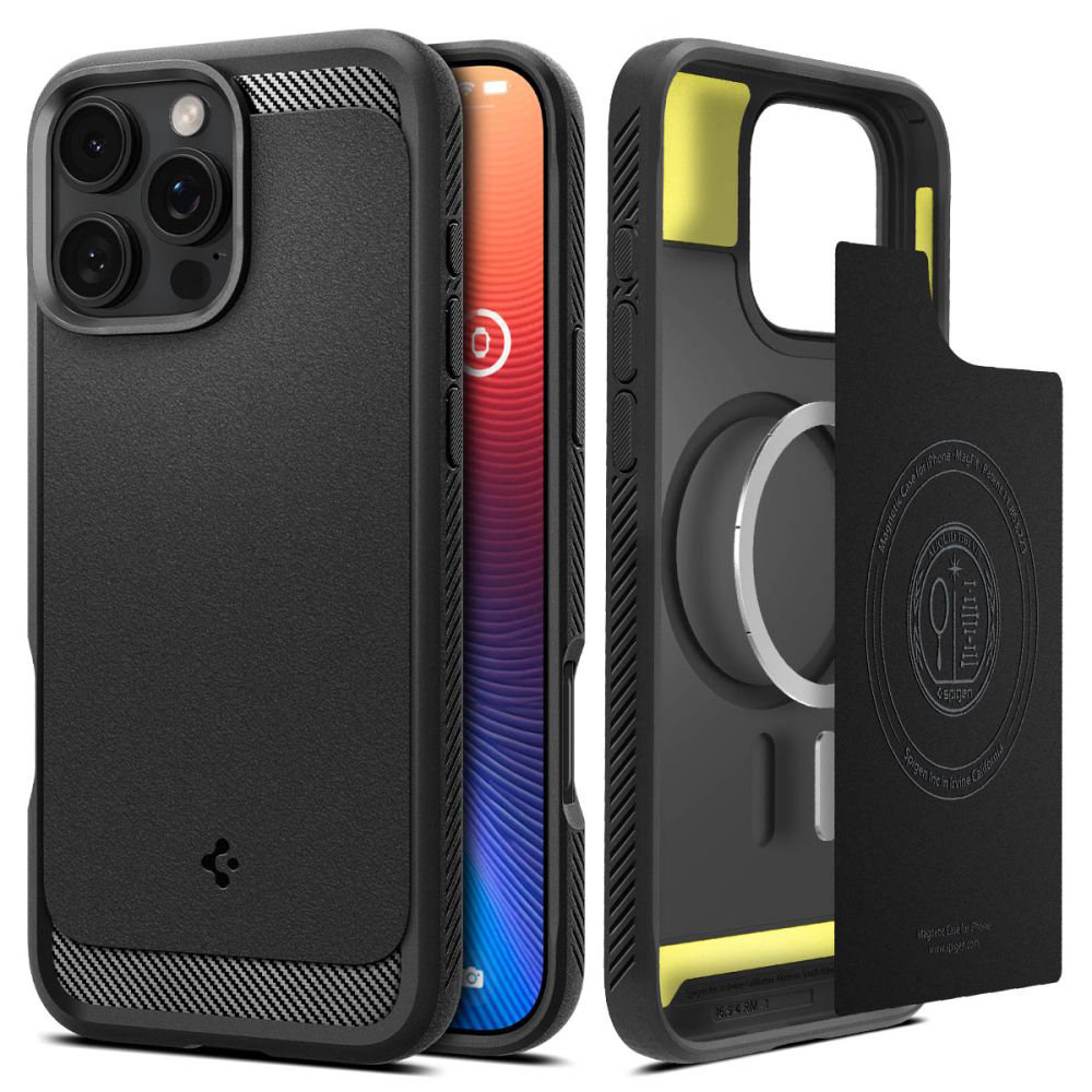 Калъф за iPhone 16 Pro - Spigen Rugged Armor MagSafe (ACS08115) - черен мат