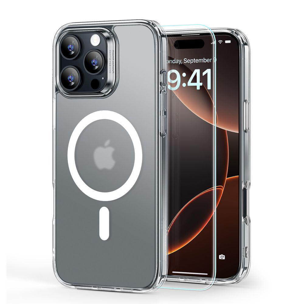 Калъф за iPhone 16 Pro Max + капак - ESR Classic Hybrid HaloLock - Frosted Прозрачен