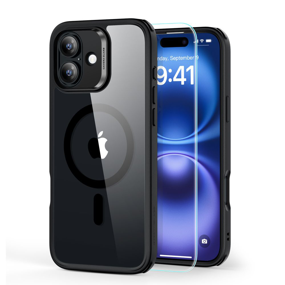 Калъф за iPhone 16 Plus + капак - ESR Classic Hybrid HaloLock - Прозрачен / Черен