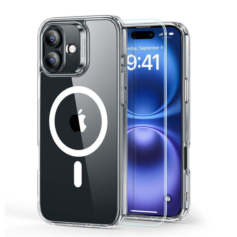 Калъф за iPhone 16 + Folie - ESR Classic Hybrid HaloLock - Прозрачен