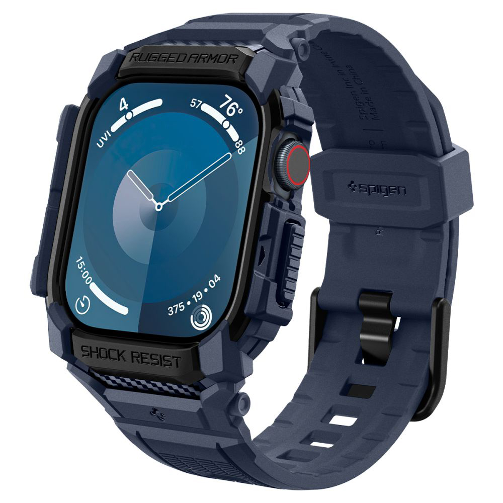 Калъф за Apple Watch 10 46mm / Watch 11 46mm + каишка - Spigen Rugged Armor Pro (ACS08606) - Тъмносин Син