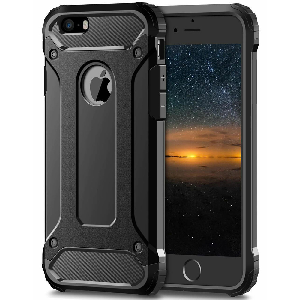 Калъф за iPhone 5 / iPhone 5s / iPhone SE - Techsuit Hybrid Armor - Черен
