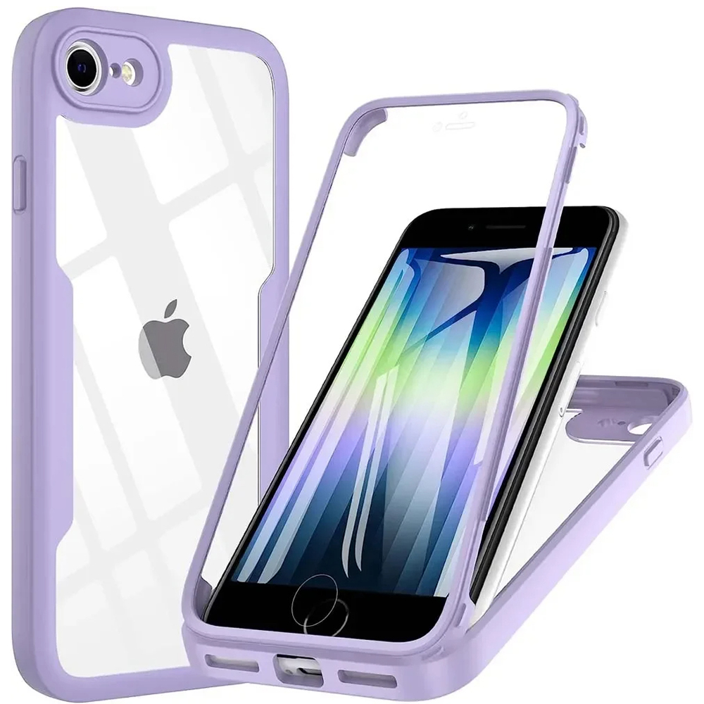 Калъф за iPhone 7 / 8 / SE 2, SE 2020 / SE 3, SE 2022 + капак - Techsuit ColorVerse 360 Series - Лилав
