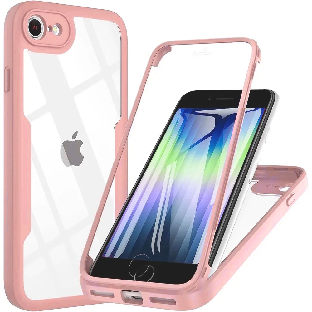 Калъф за iPhone 7 / 8 / SE 2, SE 2020 / SE 3, SE 2022 + калъф - Techsuit ColorVerse 360 Series - Розов