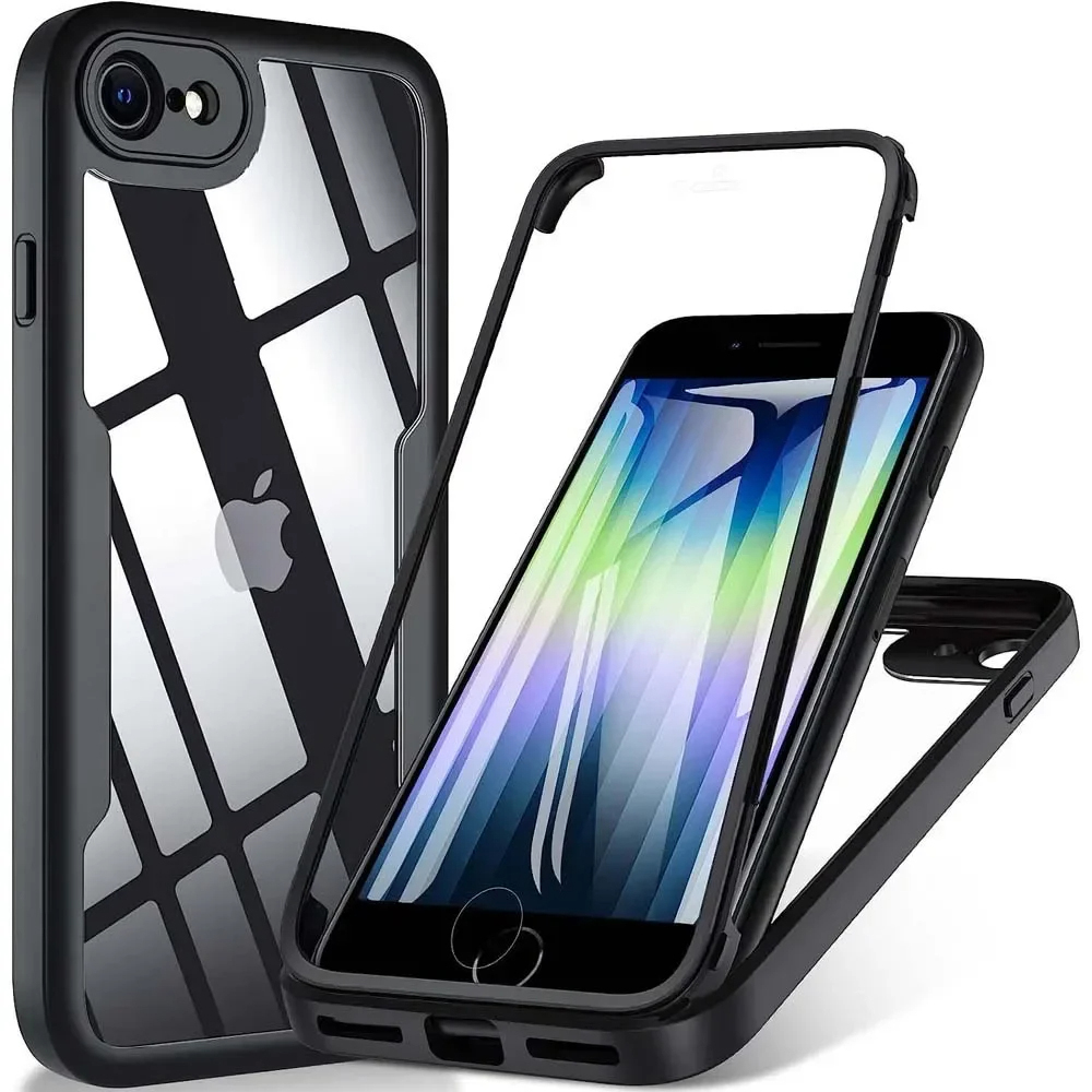 Калъф за iPhone 7 / 8 / SE 2, SE 2020 / SE 3, SE 2022 + калъф - Techsuit ColorVerse 360 Series - Черен