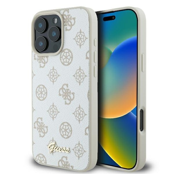 Калъф за iPhone 16 Pro - Guess Peony Script MagSafe (GUHMP16LPGPGPYSH) - Бял