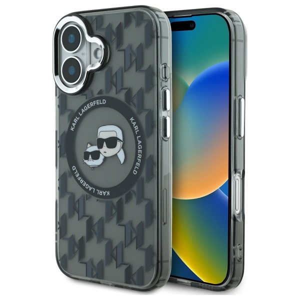 Калъф за iPhone 16 - Karl Lagerfeld IML MagSafe (KLHMP16SHMCKKMHK) - монограм Karl&Choupette Head