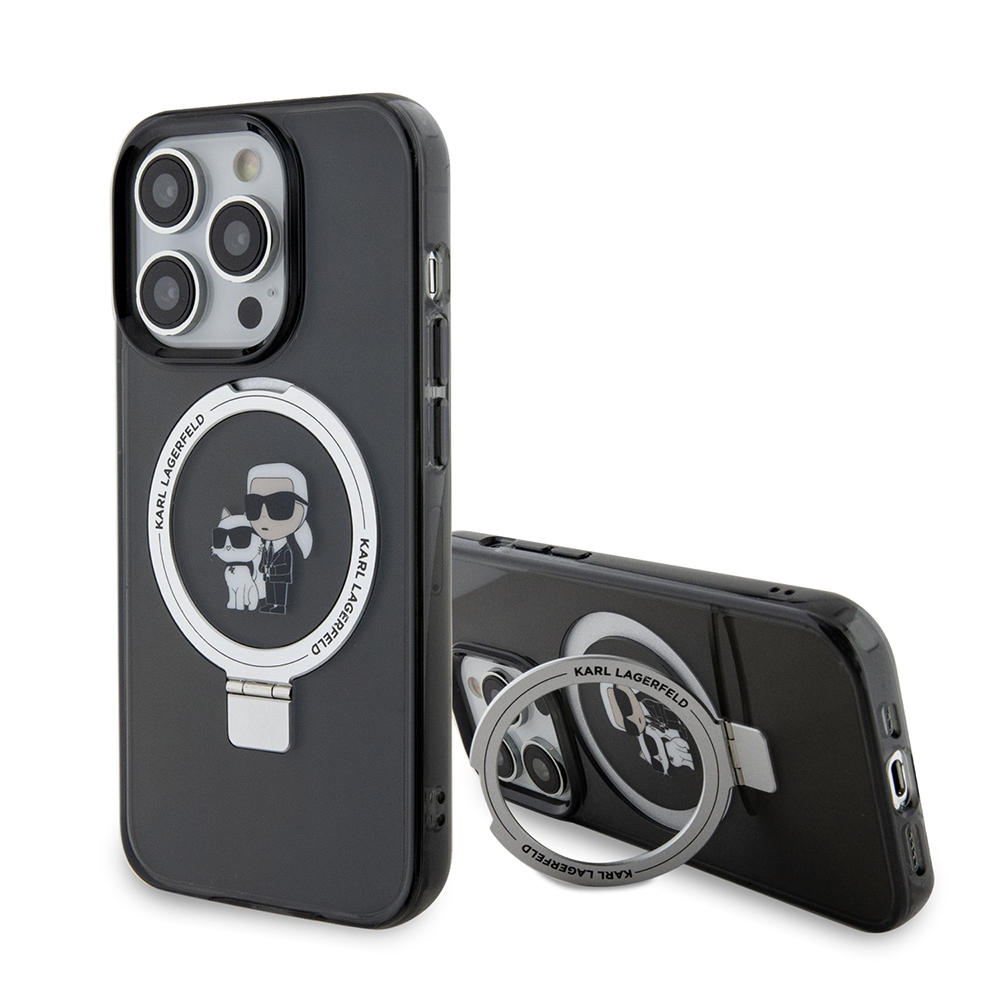 Калъф за iPhone 15 Pro Max - Karl Lagerfeld Hardcase Ring Stand MagSafe (KLHMP15XHHMRSKCK) - Karl&Choupette