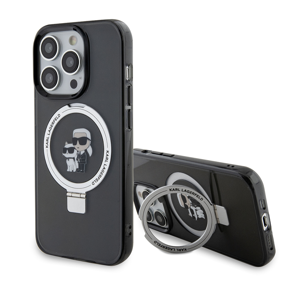 Калъф за iPhone 14 Pro - Karl Lagerfeld Hardcase Ring Stand MagSafe (KLHMP14LHHMMRSKCK) - Karl&Choupette