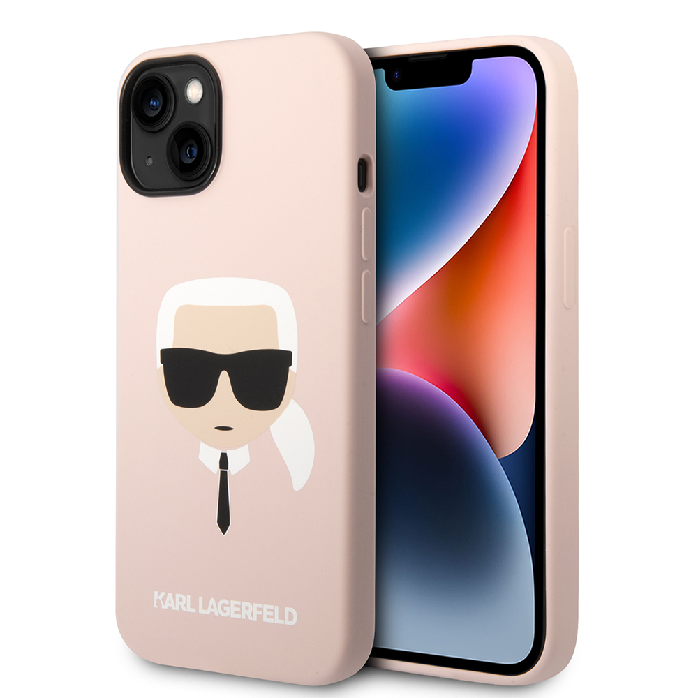 Калъф за iPhone 14 Plus - Karl Lagerfeld Silicone MagSafe (KLHMP14MSLKHLP) - Светлорозов Karl`s Head