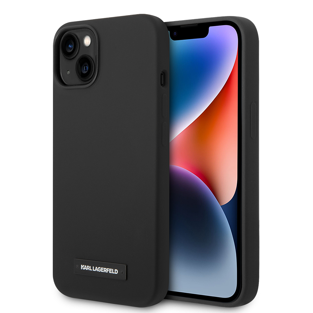 Калъф за iPhone 14 Plus - Karl Lagerfeld Silicone MagSafe (KLHMP14MSLMP1K) - Черен Plaque