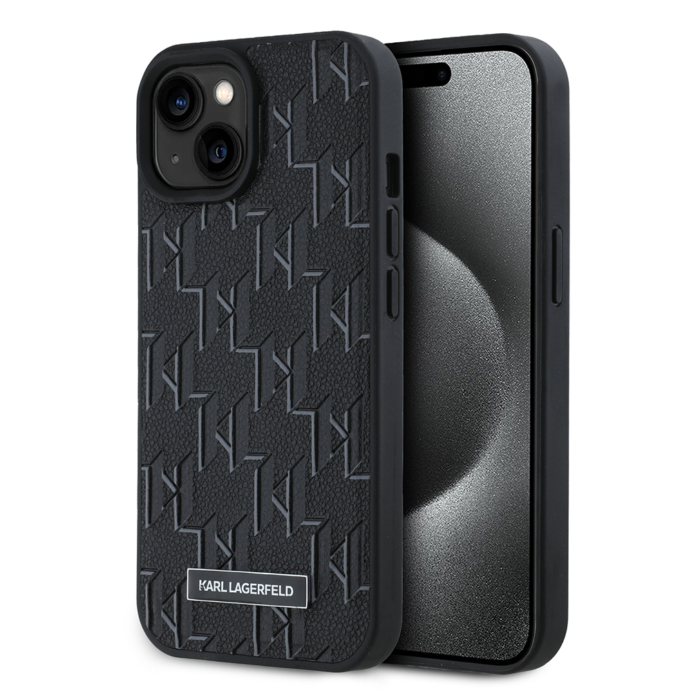 Калъф за IPhone 15 - Karl Lagerfeld Leather MagSafe (KLHMP15SPKHPORPK) - монограм метално лого