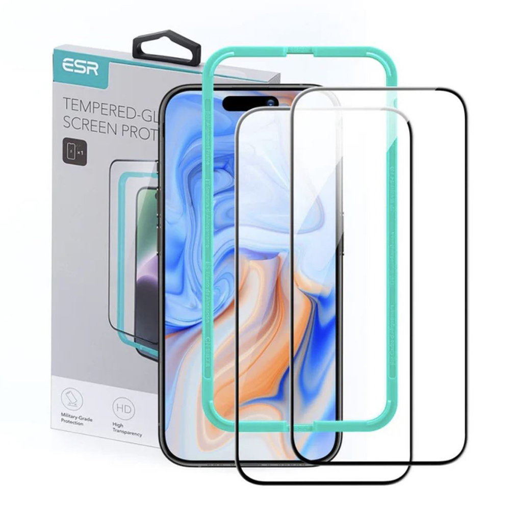 Калъф за iPhone 15 / iPhone 16 (комплект от 2) - ESR закалено стъкло - Черен