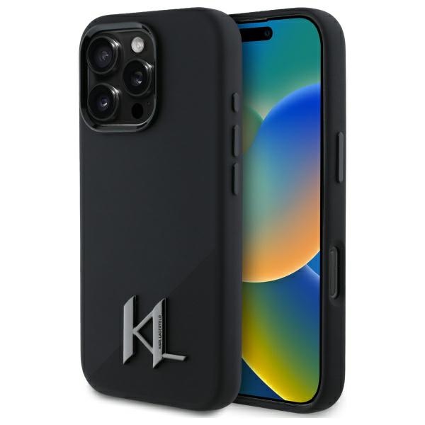 Калъф за iPhone 16 Pro - Karl Lagerfeld Silicone MagSafe (KLHMP16LSCMKMPCK) - Shadow Metal Initial
