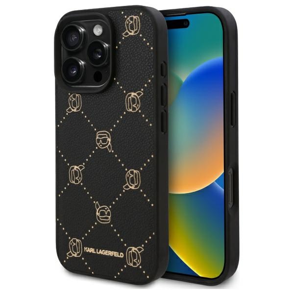 Калъф за IPhone 16 Pro - Karl Lagerfeld Leather MagSafe (KLHMP16LPGKHPHK) - Karl Head