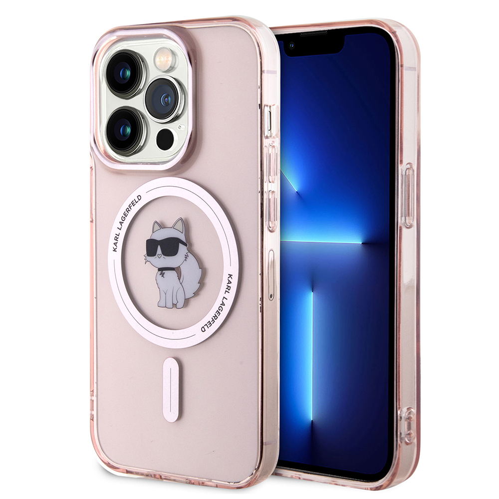 Калъф за iPhone 15 Pro - Karl Lagerfeld IML MagSafe (KLHMP15LHFHFCCNOP) - Розов Choupette