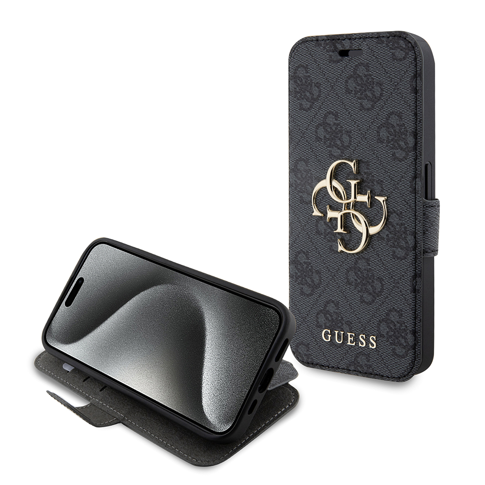 Калъф за iPhone 15 Pro - Guess Book 4G (GUBKP15L4G4GMGGR) - Сив