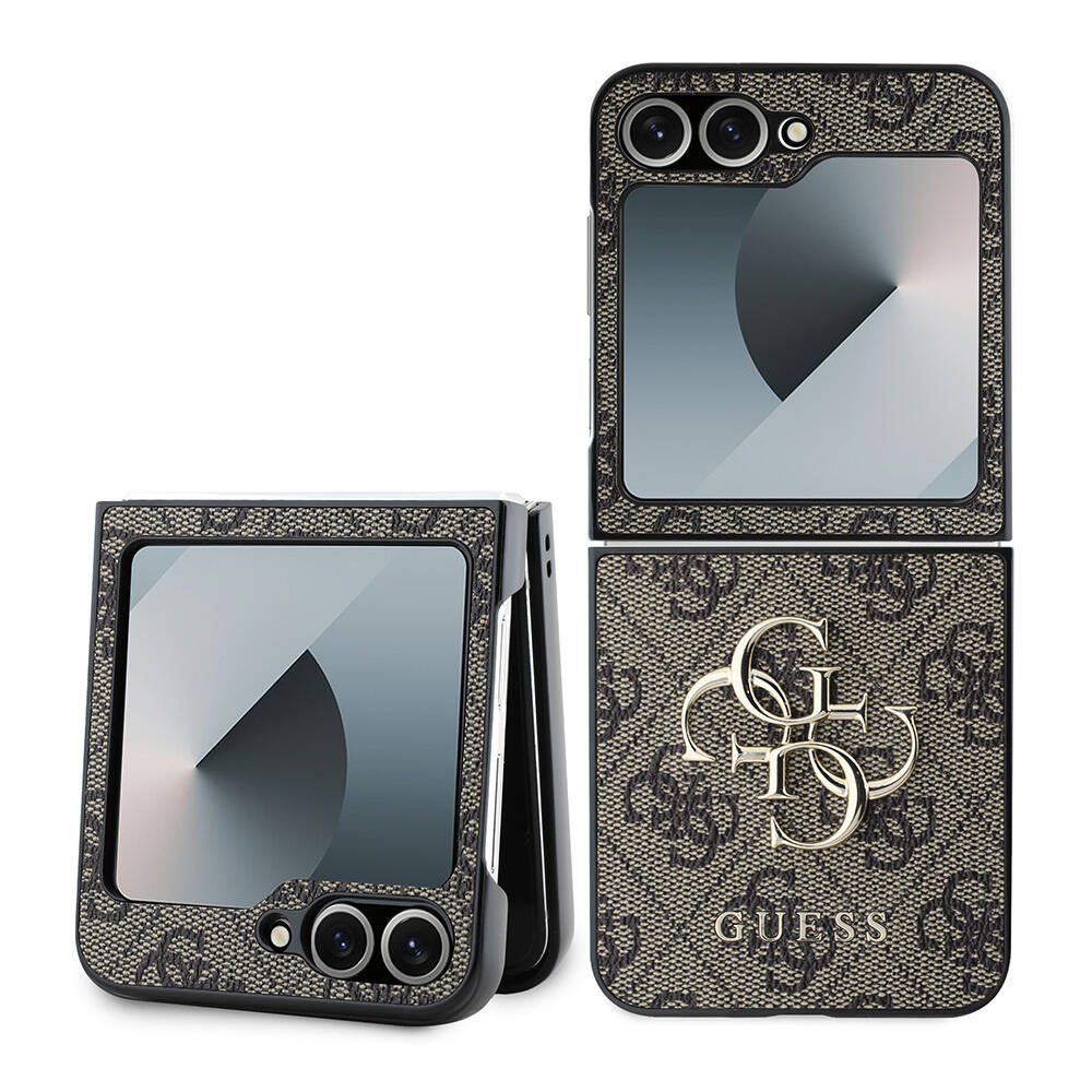 Калъф за Samsung Galaxy Z Flip6 / Flip7 FE - Guess Leather 4G Metal Logo (GUHCZZF64GMGBR) - Кафяв