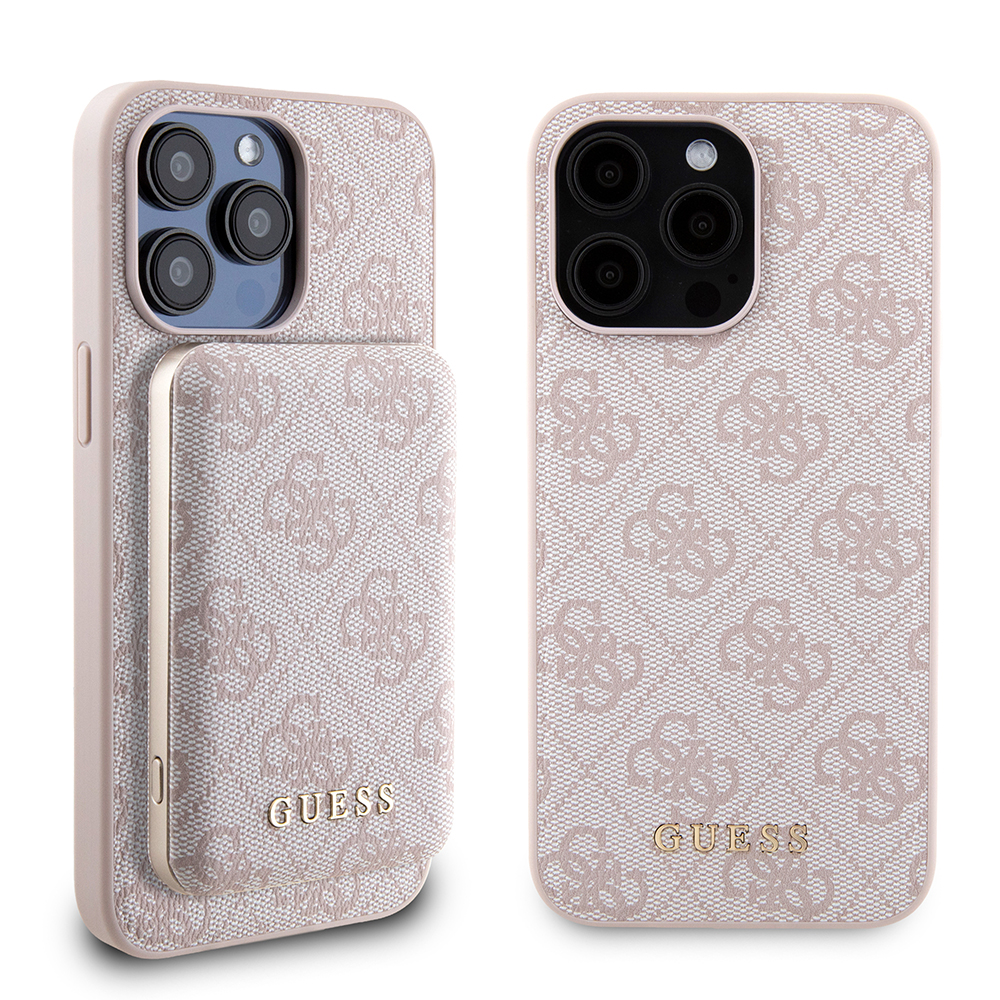 Калъф за iPhone 15 Pro Max - Guess Hardcase Powerbank MagSafe (GUBPM5P1515X4GEMGP) - Розов